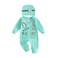 Green Toddler Doctor Costume Romper & Hat Set - 6-12 Months Baby Dress Up