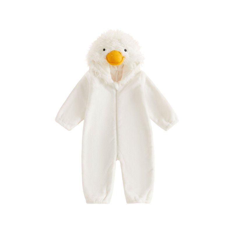 Toddler Baby Girl Boy Halloween Duck Costume Fleece Romper Cosplay Outfit - Infant Fall Winter Clothes