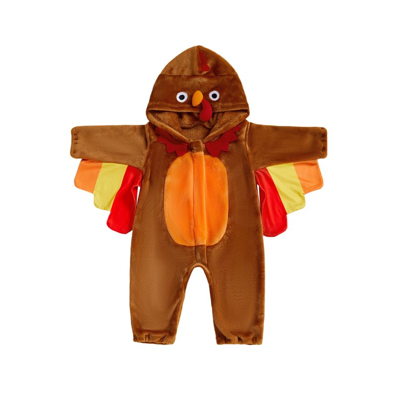 Toddler Baby Girl Boy Thanksgiving Turkey Costume Brown Orange 3-4 Years