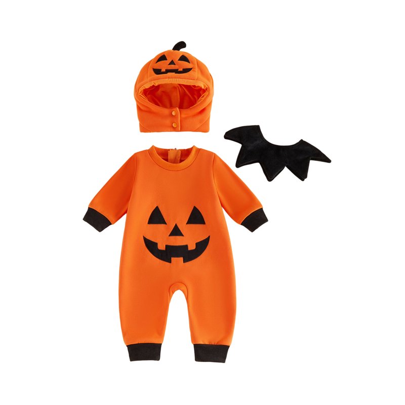 Toddler Baby Pumpkin Costume Set - Orange 18-24 Months Halloween Romper Hat Collar
