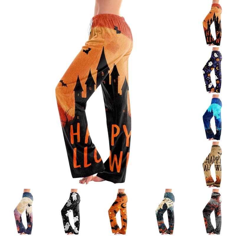 Blue Ultra-Soft Halloween Pajama Pants Women XL Lounge Bottoms Comfortable Drawstring
