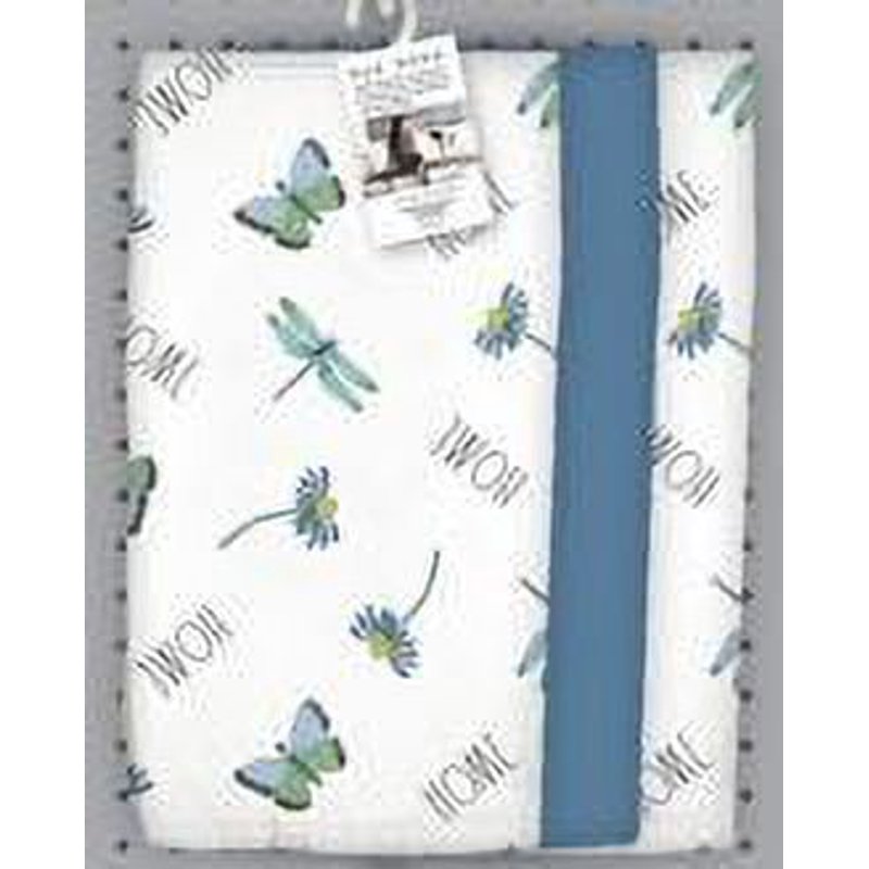 Cotton Ribbed Terry Kitchen Towels Set of 3 - Navy Blue & White