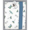 Cotton Ribbed Terry Kitchen Towels Set of 3 - Navy Blue & White