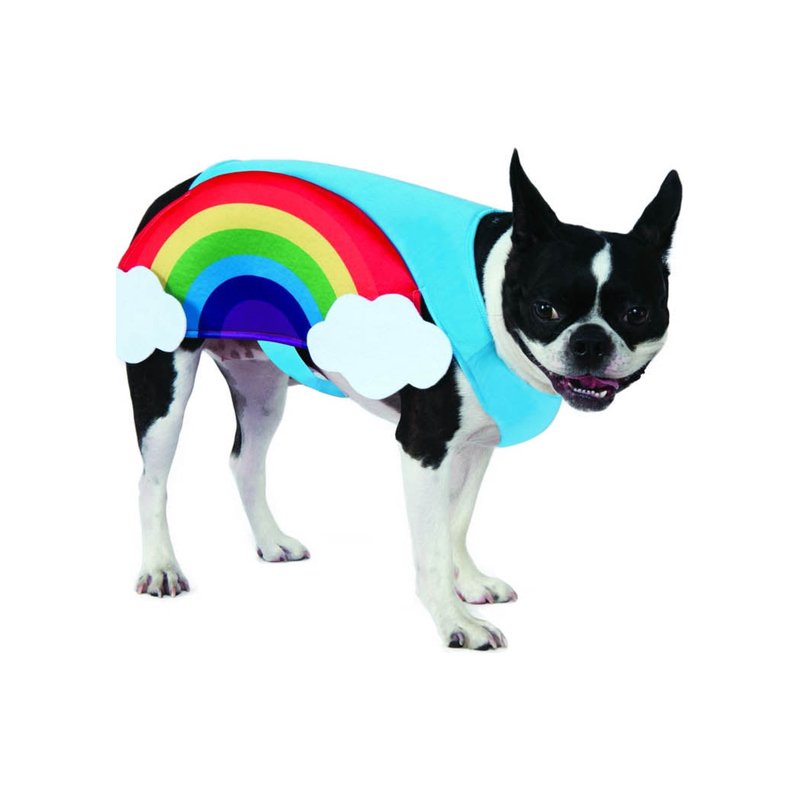 Rainbow Pet Costume M - Furry Cloud & Rainbow Outfit for Dogs & Cats