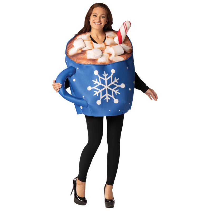 Hot Chocolate Costume for Adults - One Size, Men & Women, Blue