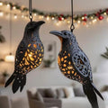 Halloween Crow Lantern - Spooky Outdoor Pendant Lamp for Garden & Patio Decor