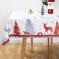 Christmas Tablecloth Rectangle - White 60x84in - Red Pine Tree