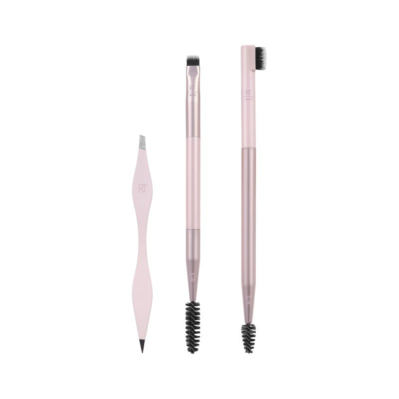 3-Piece Brow Shaping Set with Dual-Ended Brushes and Tweezers