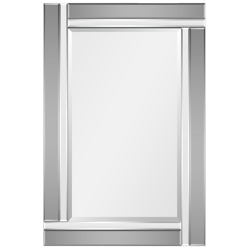Rectangular Charcoal Gray Wall Mirror with Beveled Frame 24x36 Inches