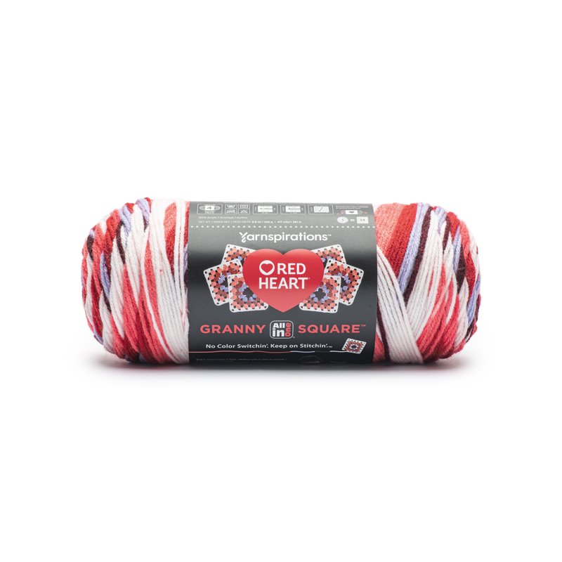 Red Heart Granny Square Yarn - Soft White Hot Stuff 250g for Crochet Projects