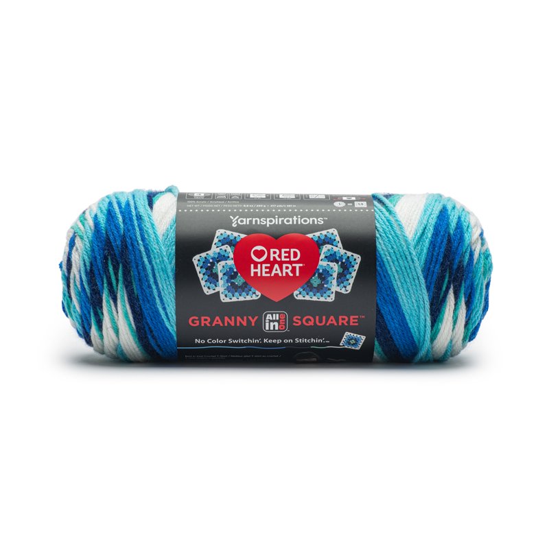 Red Heart Granny Square Yarn - Soft White Frigid, Medium Weight, Acrylic, 8.8oz/250g