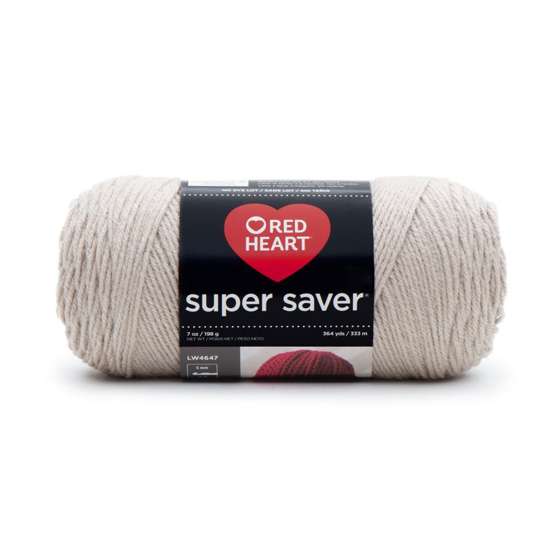 Red Heart Super Saver Worsted Acrylic Yarn - Oatmeal, 7oz / 198g, 364yd, Single