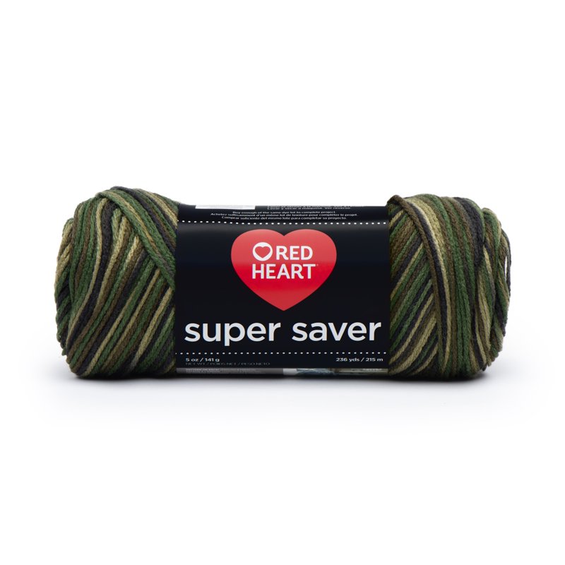 Red Heart Super Saver Camouflage Acrylic Yarn - Medium #4, 5oz/142g, 236 Yards - Variation: Single