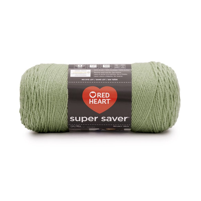 Red Heart Super Saver Acrylic Yarn - Frosty Green, 4 Medium Worsted Weight, 7oz/198g
