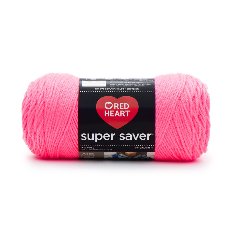 Red Heart Super Saver Acrylic Yarn - Pretty N Pink, 4 Medium Worsted Weight, 7oz/198g