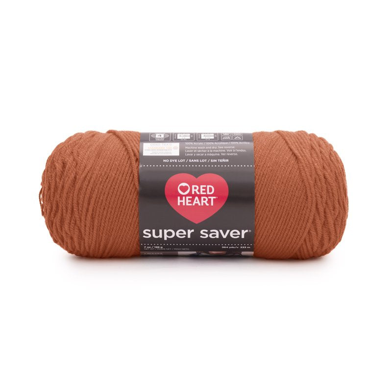 Red Heart Super Saver Acrylic Yarn - Sienna, 4 Medium Worsted Weight, 7oz/198g, 364 Yards