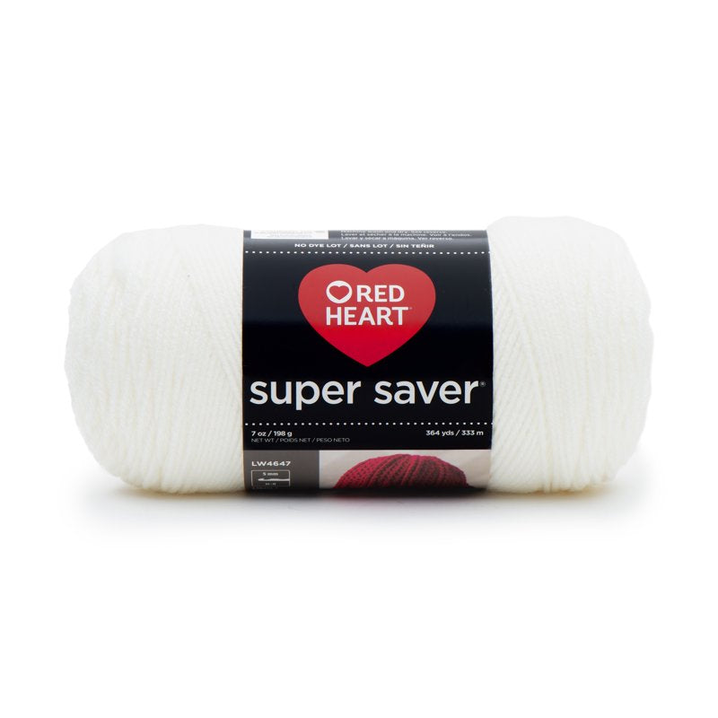Red Heart Super Saver Acrylic Yarn - Soft White, 4 Medium Weight, 7oz