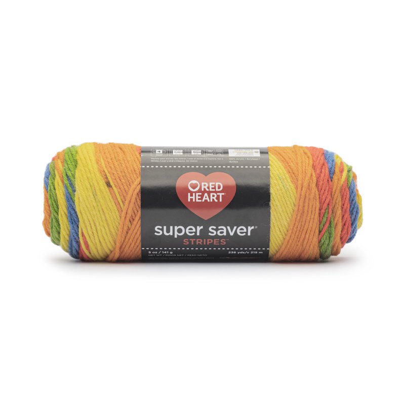 Red Heart Super Saver Worsted Acrylic Yarn Rainbow - 5oz/142g, Single Variation