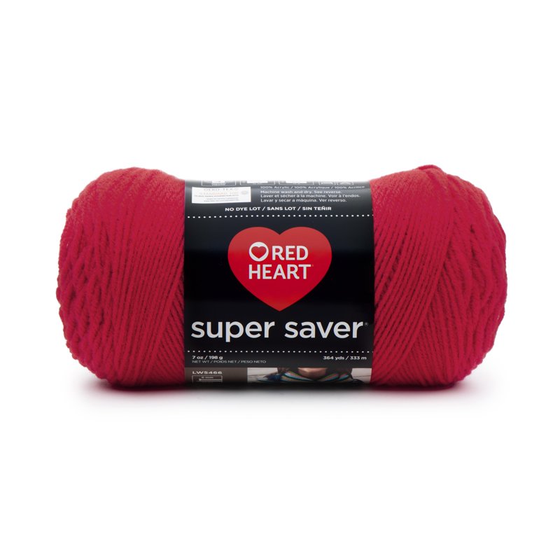 Red Heart Super Saver Worsted Acrylic Yarn - Hot Red, 7oz/198g, 364yd