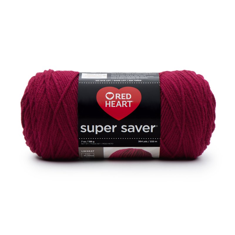 Red Heart Super Saver Worsted Acrylic Yarn Burgundy - 7oz/198g, 364yd, Variation of Burgundy, Single