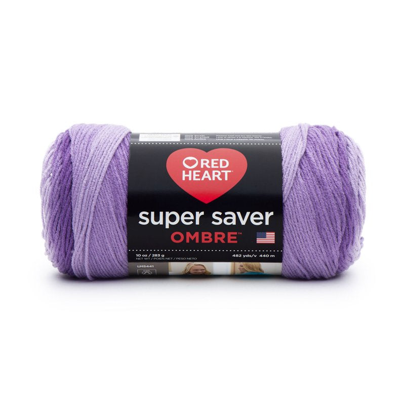 Red Heart Ombre Yarn - Violet, 10oz Medium Weight Acrylic, Single Variation