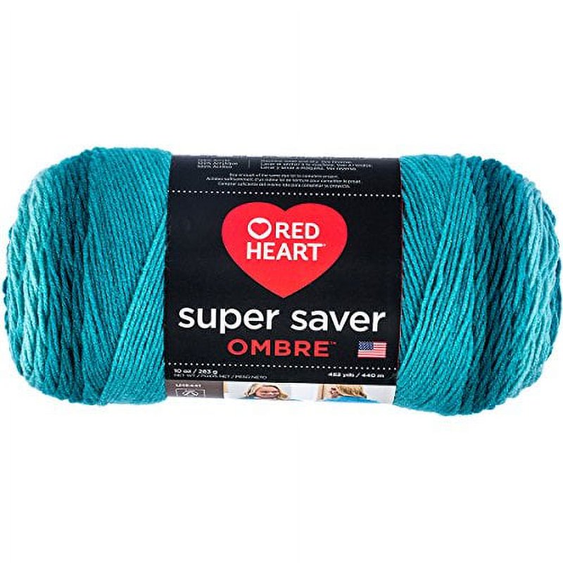 Ombre Yarn for Knitting and Crocheting - Deep Teal, 100% Acrylic, 10oz