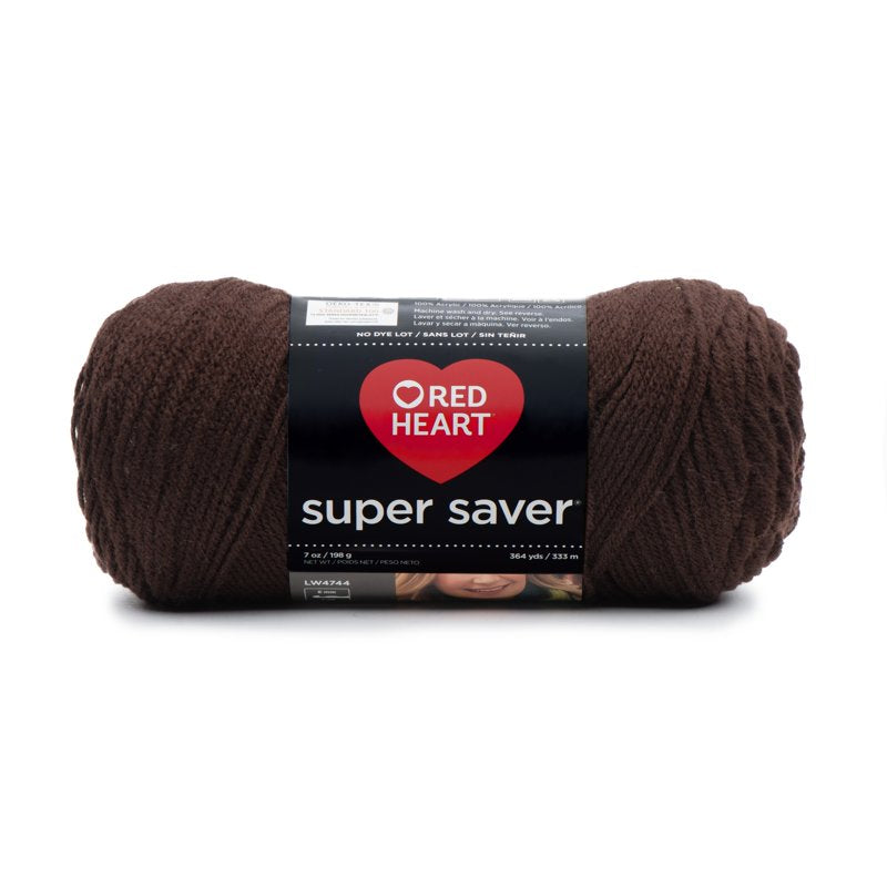 Red Heart Super Saver Worsted Acrylic Yarn - Coffee, 7oz/198g, 364 Yards
