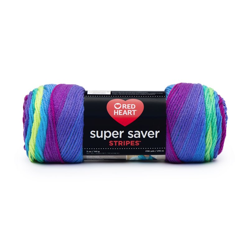 Red Heart Super Saver Worsted Acrylic Yarn - Parrot Stripe, 5oz/142g, 236yd - Variation of Parrot