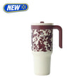 34oz Insulated Travel Tumbler with Handle & Flip Up Straw - Cowhide