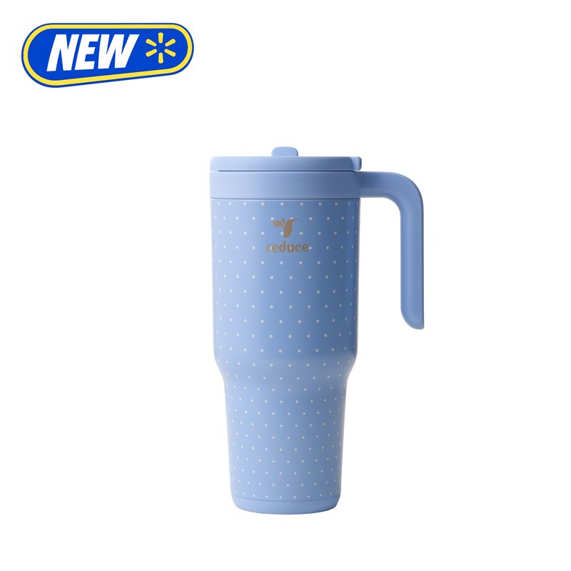 Chiller Go Travel Tumbler 34oz - Insulated Stainless Steel, Sky Blue Dots