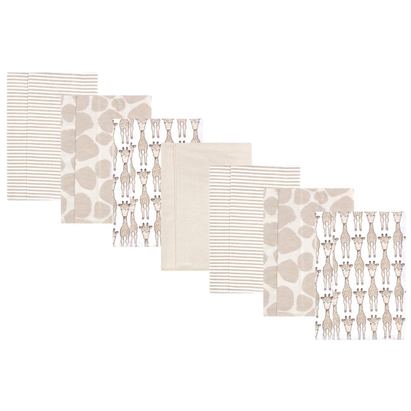 Flannel Burp Cloths for Babies - Giraffe 7-Pack, One Size