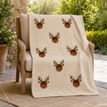 Reindeer Head Flannel Throw Blanket - 59x39in Rustic Christmas Decor