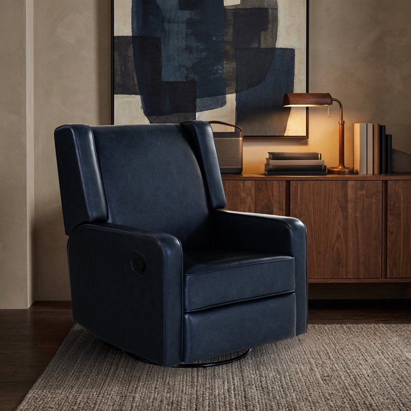 Easton Modern Swivel Rocker Recliner - Vegan Leather Upholstery