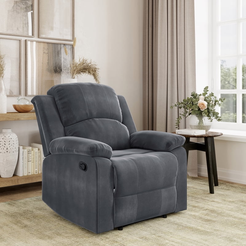 Microfiber Manual Recliner - Single Seat, Soft Upholstery