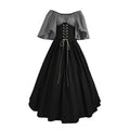 Plus Size Gray Renaissance Faire Costume Women Medieval Irish Dress With Ruffle Overdress