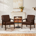 Mid-Century Modern Upholstered Faux Leather Armchair - 2pcs Set