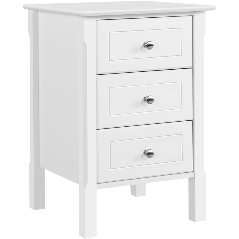 3-Drawer End Table with Solid Wood Legs for Living Room