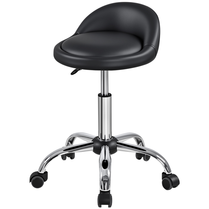 Adjustable Rolling Salon Swivel Stool - Black