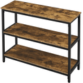 Rustic Wooden Console Table with 3 Storage Shelves