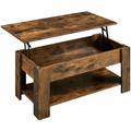 Lift Top Coffee Table with Open Shelf - Rustic Brown