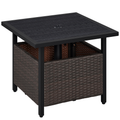 Outdoor Wicker Side Table with Umbrella Hole - Black