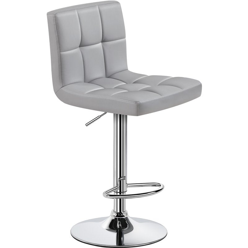 Height Adjustable Bar Stool with Backrest - Light Gray