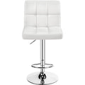 Height Adjustable PU Leather Bar Stool with Backrest - White