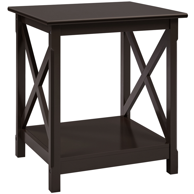 X-Design Espresso End Table with Storage Shelf