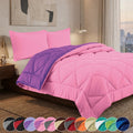Full/Queen Reversible Down Alternative Comforter Set - Pink & Purple All-Season Bedding