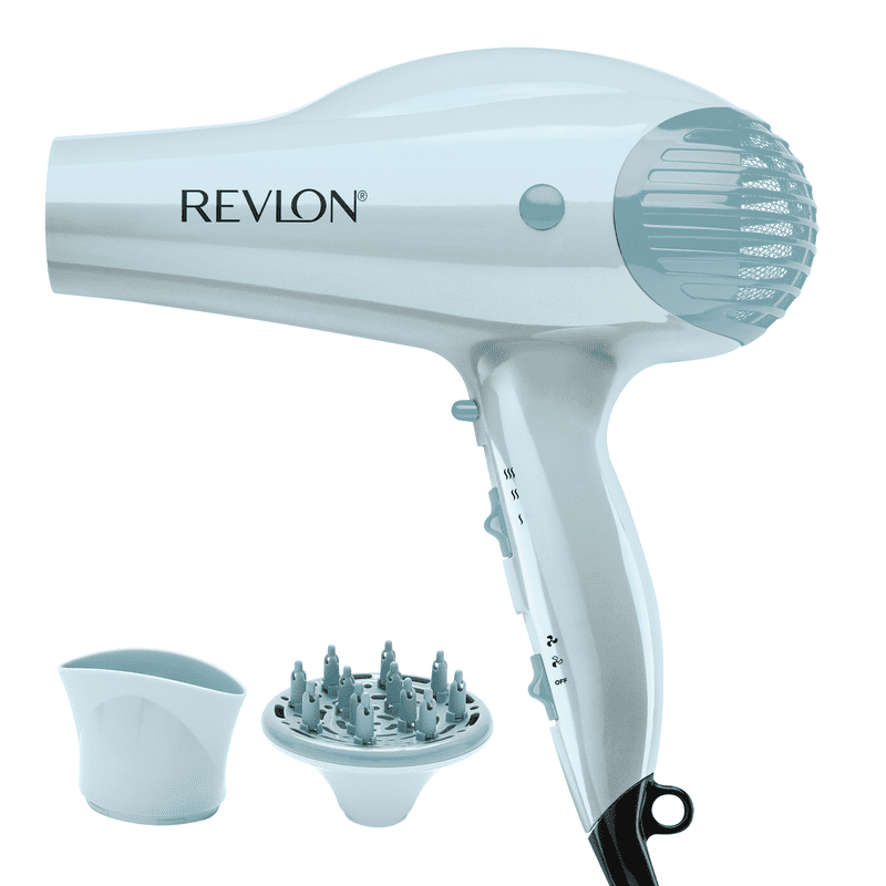 Ionic Hair Dryer 1875W with Volumizing Diffuser, Blue Silver