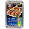 Disposable Grilling Pan - Slotted Aluminum, 4 Count, 13.5 x 9.6 in.