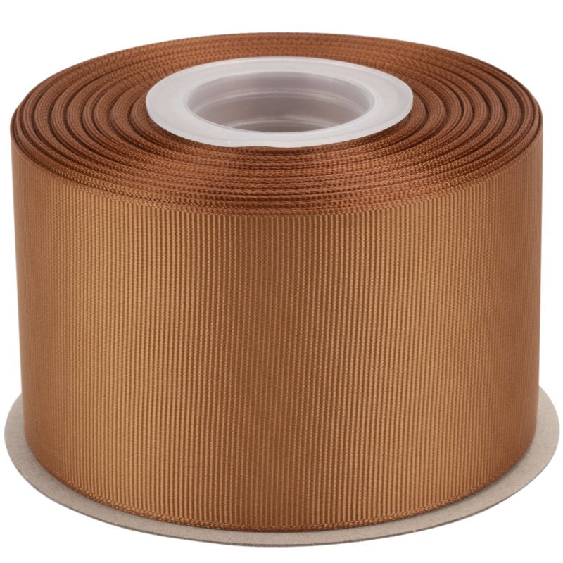 Grosgrain Ribbon 2.5 Inch x 25 Yards - Solid Golden Brown Craft Ribbon