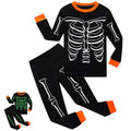 Kids Halloween Skeleton Pajamas Set - Glow in the Dark Boys Girls Sleepwear Size 14 - Skeleton Outline Print