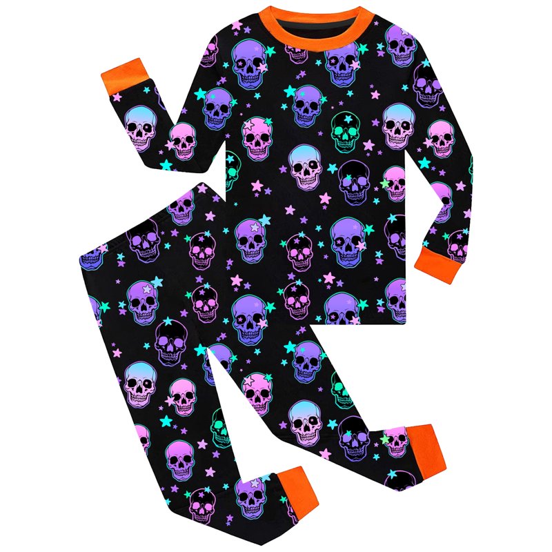 Halloween Skeleton Pajamas Sets for Kids - Skull Full Print 7T Sleepwear